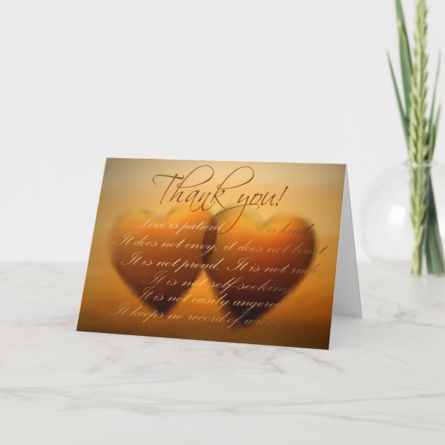 2 cartão de agradecimento de coração dourado! (Frente)