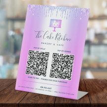 2 Código QR Pagar Aqui Padaria Bolo Roxo Brilho Go