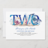 2 Convite de aniversário Oceano submarino Mundo