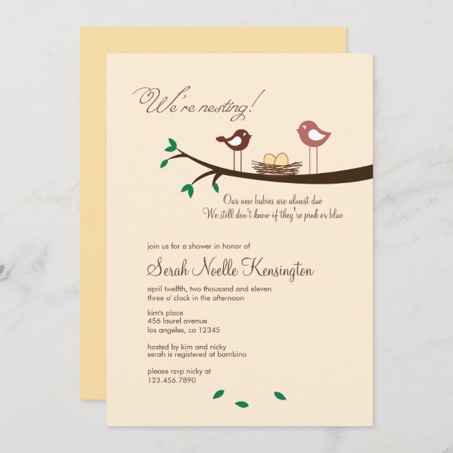 2 Convite para Chá de fraldas de Gemidos de Ovos A (Frente/Verso)