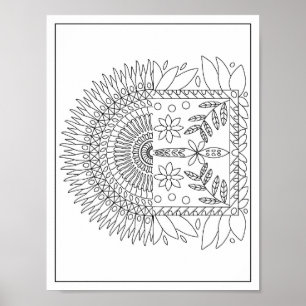 2 em 1 Mandala Poster para Coloração de Adultos