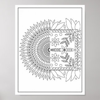 2 em 1 Mandala Poster para Coloração de Adultos