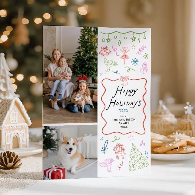 2 Foto: Cartão De Férias Felizes Desenhado À Mão (Criador carregado)