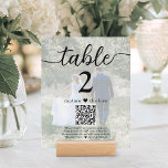 2 Foto Casamento QR Código QR Número da Tabela de<br><div class="desc">Adicione um toque de acabamento personalizado a decorações de recepção de casamento com cartões personalizados de números de tabela de foto e código QR. Imagens e textos são simples de personalizar, e podem ser diferentes ou iguais em frente e atrás. Se preferido, mude "capturar o amor" para "fundo da lua...</div>