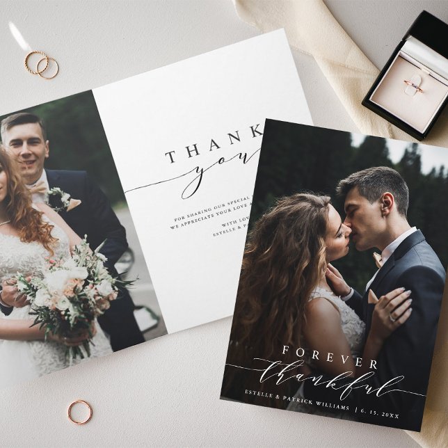 2 Foto de Cartões de agradecimentos de Casamento A (Front & Inside)