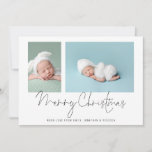 2 Fotografias Collage Baby First Christmas<br><div class="desc">Filme de Foto da Família 2 Bebê Primeiro Cartão de Natal. Basta substituir as duas fotos de exemplo por suas próprias e personalizar com suas saudações e nomes na parte inferior. Feliz Natal está em um roteiro de na moda.</div>