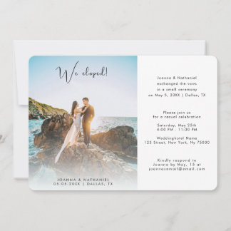 2 Fotos Nós Fugimos Elegante Anúncio de Casamento 