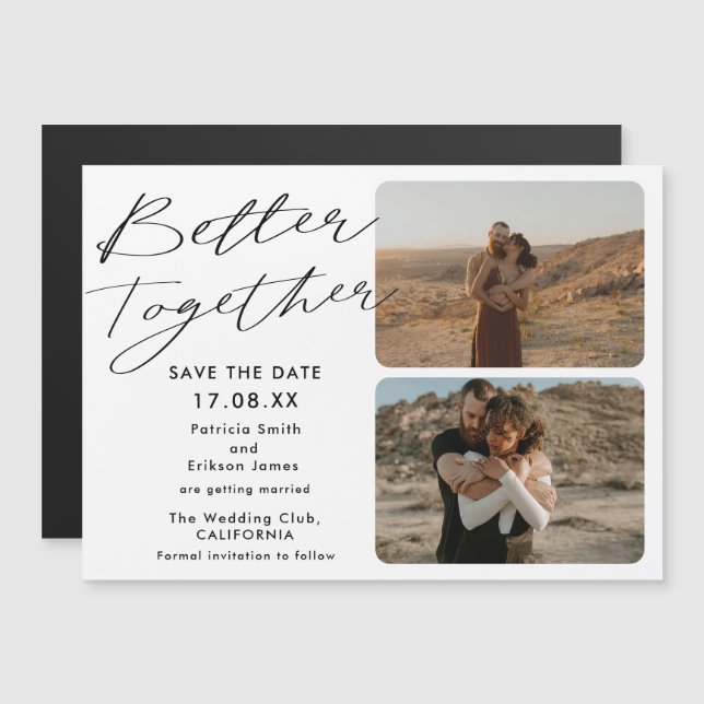 2 fotos preto branco melhor junto guarde a data (Frente/Verso)