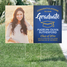 2 Graduação de Foto Real Azul Dourado Amarelo