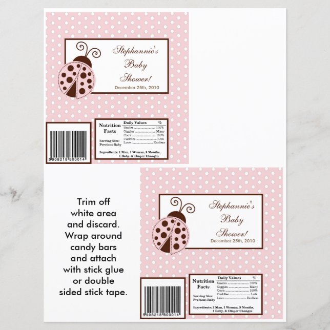 2 Ladybug rosa-rosado com Bar grande de Hershey (Frente)