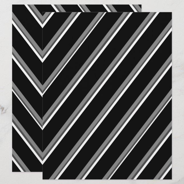 2-Sided B&W Diagonal Stripes Scrapbook Page (Frente/Verso)