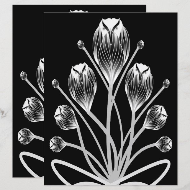 2-Sided B&W Tulip Owlsprey H&S Scrapbook Page (Frente/Verso)