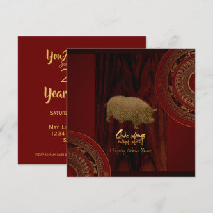 2 Tambores Por Ano De Vietnamita Convite Quadrado