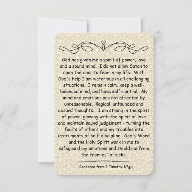 2 Timothy 1:7 Scripture note card scroll bacll (Frente)