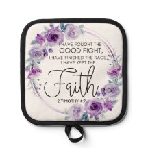 2 Timothy 4:7 Eu mantive a fé Purple Floral