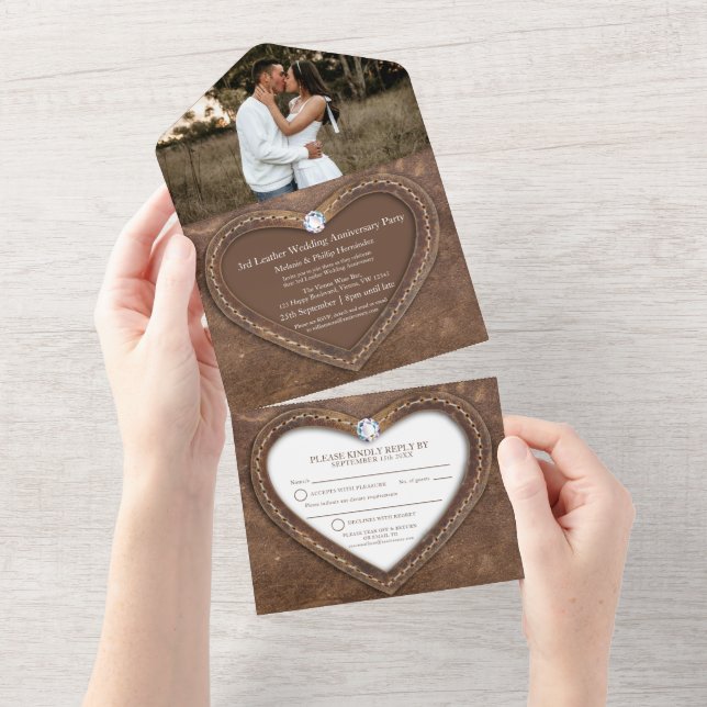 3º aniversário de casamento sem foto de envelope (Aba destacável)