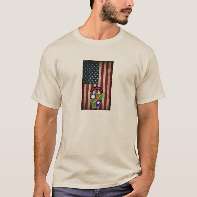 3º Batalhão - 75º Bandeira Americana T-Shirt (Frente)