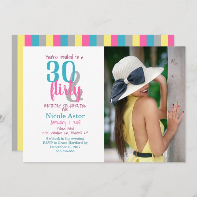 30 & Convite para aniversário de 30 anos flexível (Frente/Verso)