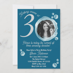 30 Dark Teal Bubbles Convite de aniversário