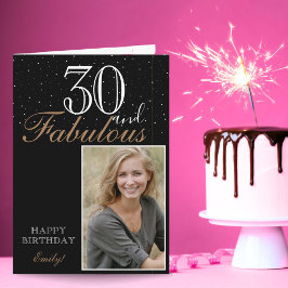 30 e Fabuloso Elegante Cartão de Aniversário Preto
