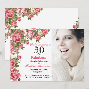 30 e Fabuloso Floral   Convites para aniversário d