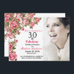 30 e Fabuloso Floral| Convites para aniversário de<br><div class="desc">30 e Fabuloso Floral Rosa| Convites de aniversário de aniversário de 30 anos. Trinta e Fabuloso! Um belo Convite de festas de aniversário de 30 anos floral cor-de-rosa, Midern Elegante, que você pode personalizar e enviar para fora a sua festa da 30ª festa de aniversário. Substitua a foto da amostra...</div>
