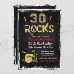 30 Rockstar Guitar aniversário de 30 anos Convite<br><div class="desc">30 Rocks Rockstar Electric Guitar Metal Metallic Silver Glitter Surprise aniversário de 30 anos Invitation</div>