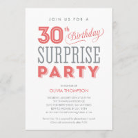 30o Convites do aniversário da surpresa