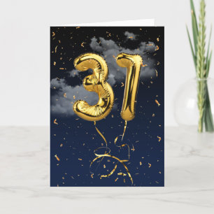 31º Balão Mylar Dourado de aniversário e Cartão Co