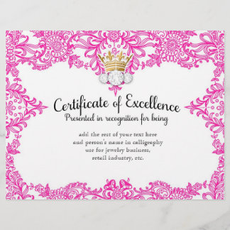 311 Certificado de Coroa em Todos os Lados Rosa