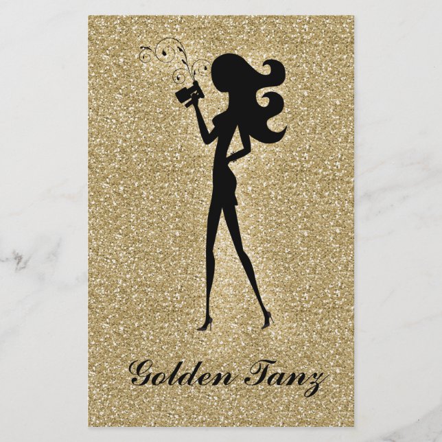 311 Folheto de Spray Tan Gold Faux Sparkle (Frente)