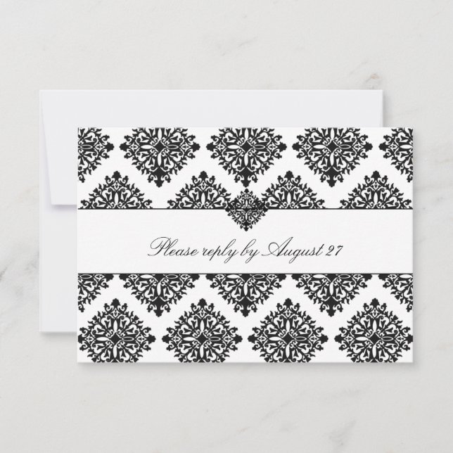 311 Phoebe Cream & Black Damask RSVP (Frente)