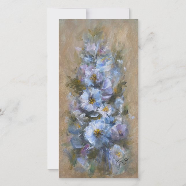 322 floral azul 4 x 8" cartão (Frente)