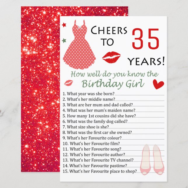 35º aniversário Como você sabe o aniversário (Frente/Verso)