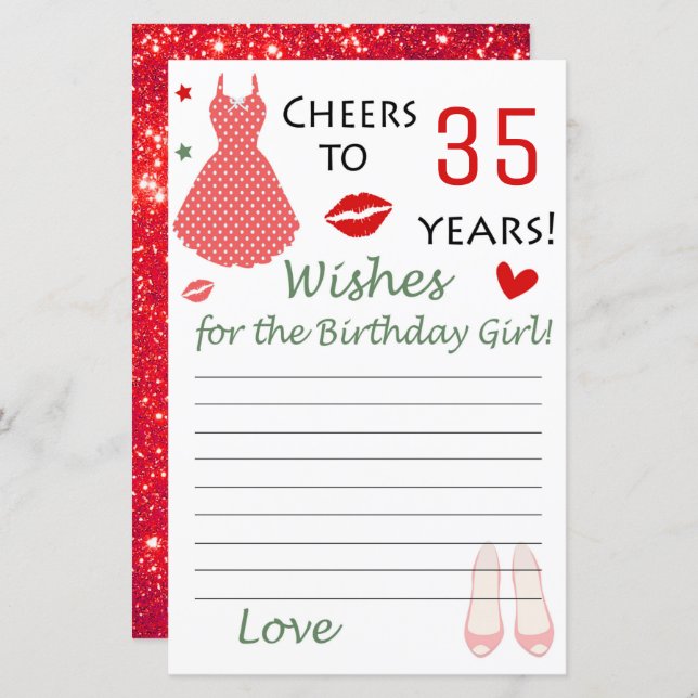 35.º aniversário Deseja a aniversariante (Frente/Verso)