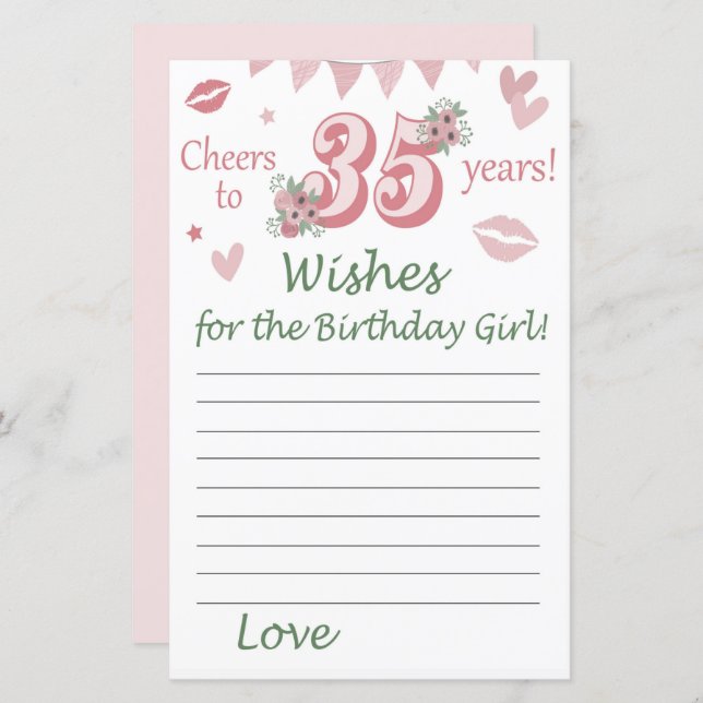 35. º aniversário Deseja a aniversariante (Frente/Verso)