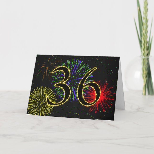 36º Cartão de aniversário com fogos de artifício (Frente)