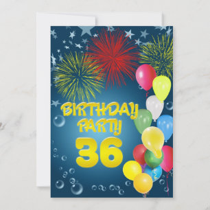 36º Convite de aniversário com balões