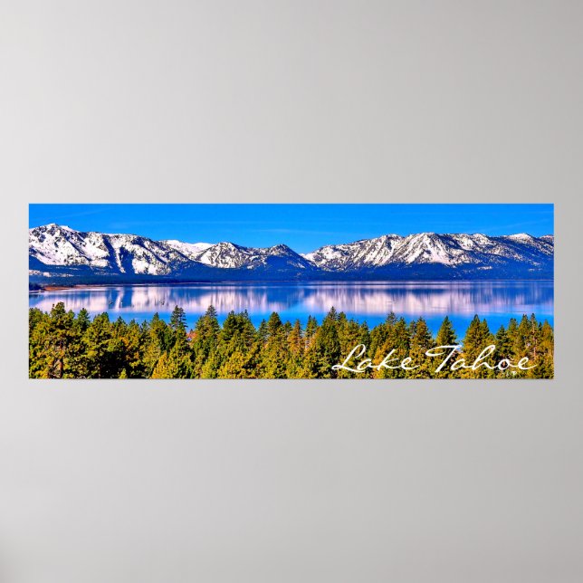 36" X 12" POSTER DE LAGO TAHOE CENA PREMIUM CANVAS (Frente)