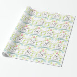 36th Papel de embrulho do coração do amor do<br><div class="desc">O papel de envolvimento bonito com coração e floresce 36 junto de 36th anos design do aniversário para que os casais envolvam seu presente especial para esse que você ama.</div>