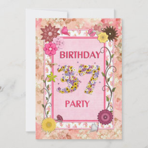 37º convite de aniversário com estrutura floral