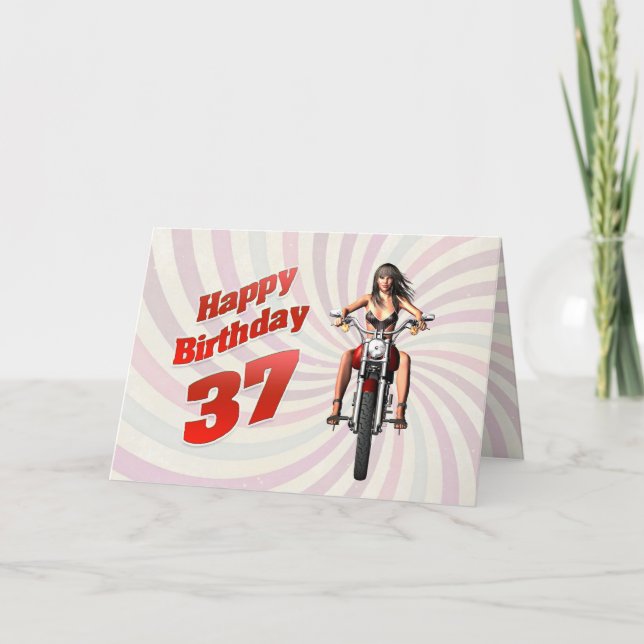 37.º Cartão de aniversário com moto (Frente)