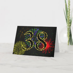 38º Cartão de aniversário com fogos de artifício