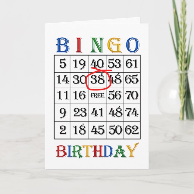 38.o Cartão Bingo de Aniversário (Frente)