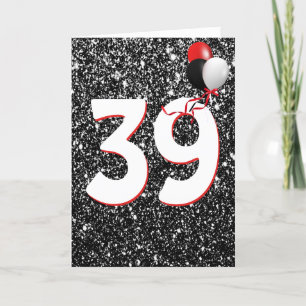 39º Balões de Aniversário no Cartão Brilhante 