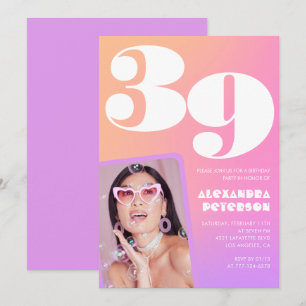 39° convite de aniversário para Gradiente Rosa Fot