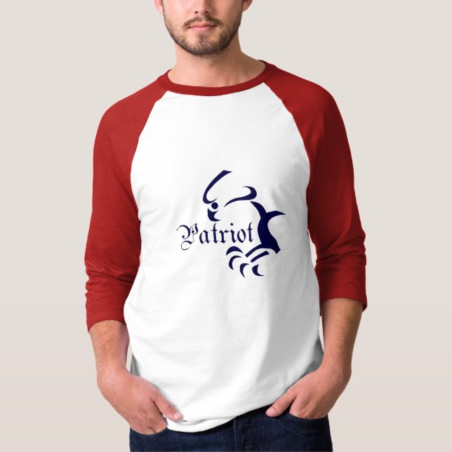 3/4 de t-shirt do patriota da Capa de Raglan (Frente)
