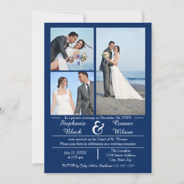 3/4 Fotos Verticais Azul- Anúncio de Casamento