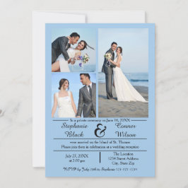 3/4 Fotos Verticais Azul - Anúncio de Casamento