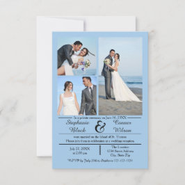 3/4 Fotos Verticais Azul - Anúncio de Casamento 3x